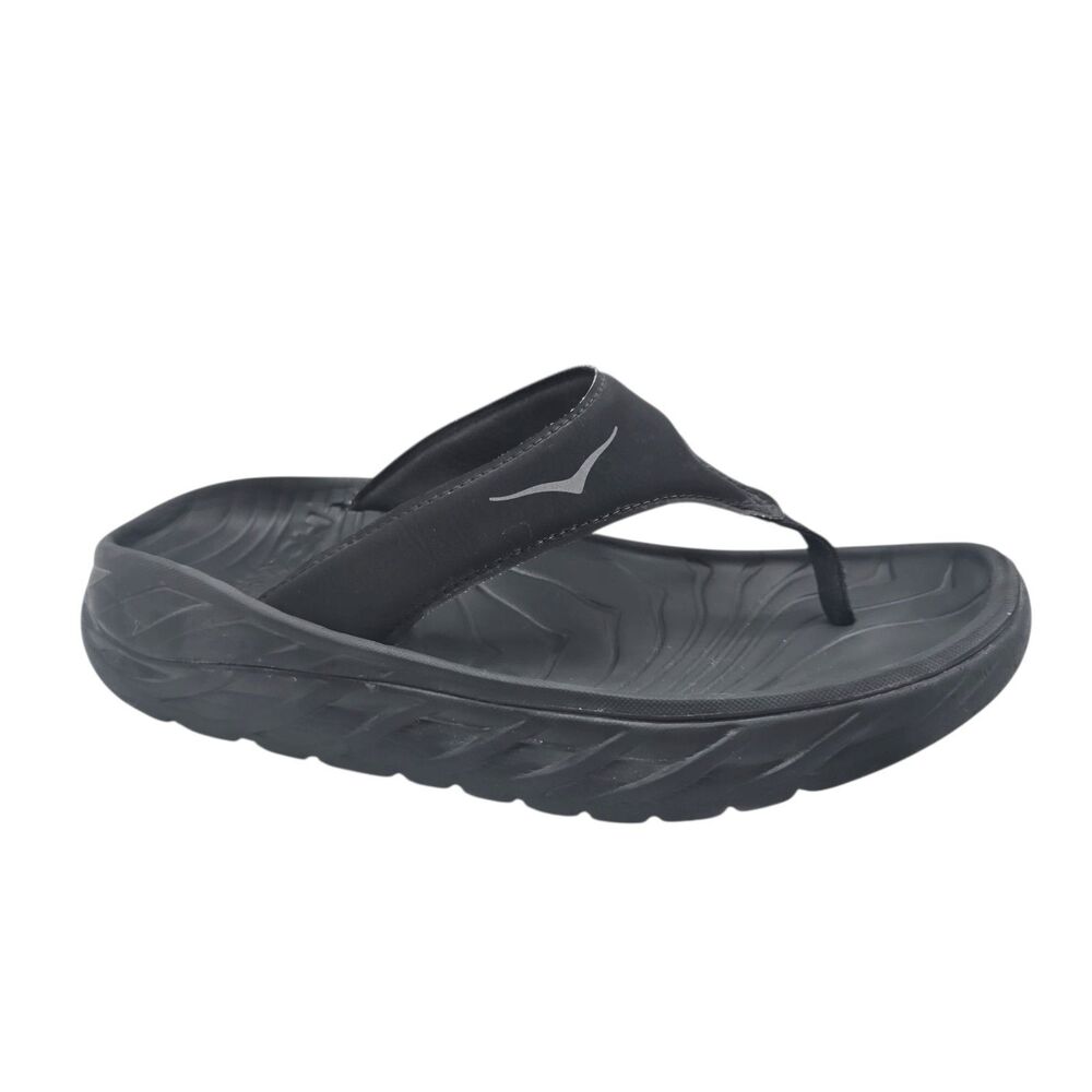 Hoka One One Ora Recovery Women Size 9 US Flip Flops Black Sandals Thong Slides